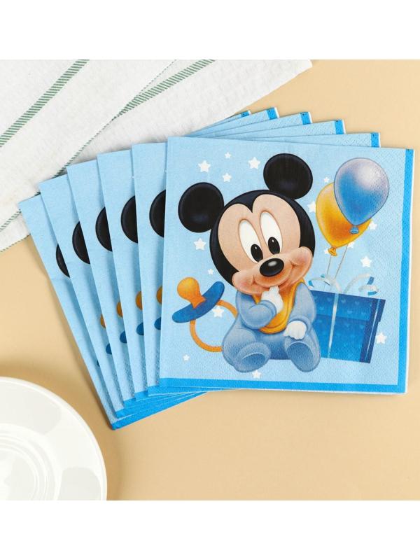 Салфетки бумажные Микки Маус, 33х33 см, 20 шт., 3-х слойные
