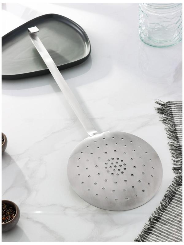 Шумовка цельнотянутая из нержавеющей стали Доляна «Индия», 59×18 см, толщина 3 мм