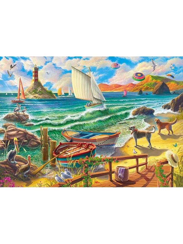 Холст с красками 40 × 50 см, по номерам «На берегу моря»