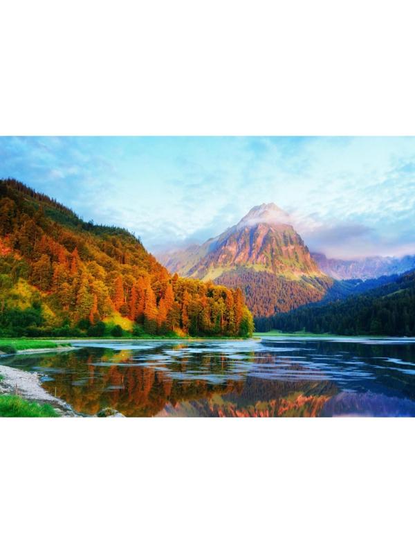 Холст с красками 40 × 50 см «Осенняя река на закате»