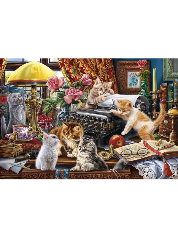 Холст с красками 30 × 40 см, «Котята и печатная машина»