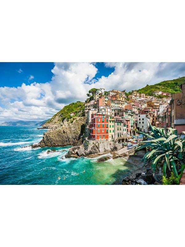 Холст с красками 30 × 40 см, по номерам, 20 цв. «Вид на поселение на побережье залива»