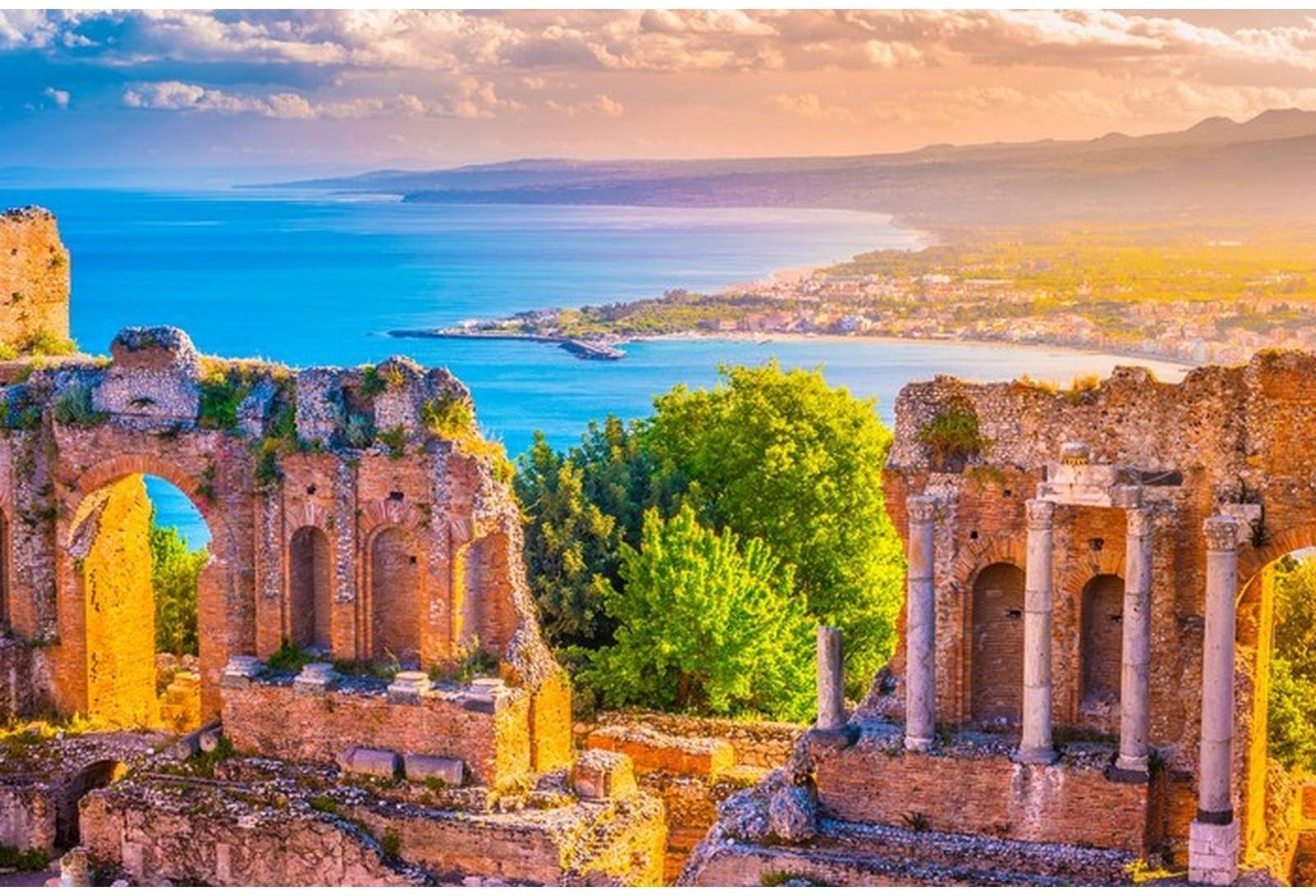 Холст с красками 30 × 40 см, по номерам, 20 цв. «Сицилия одним ясным днём»