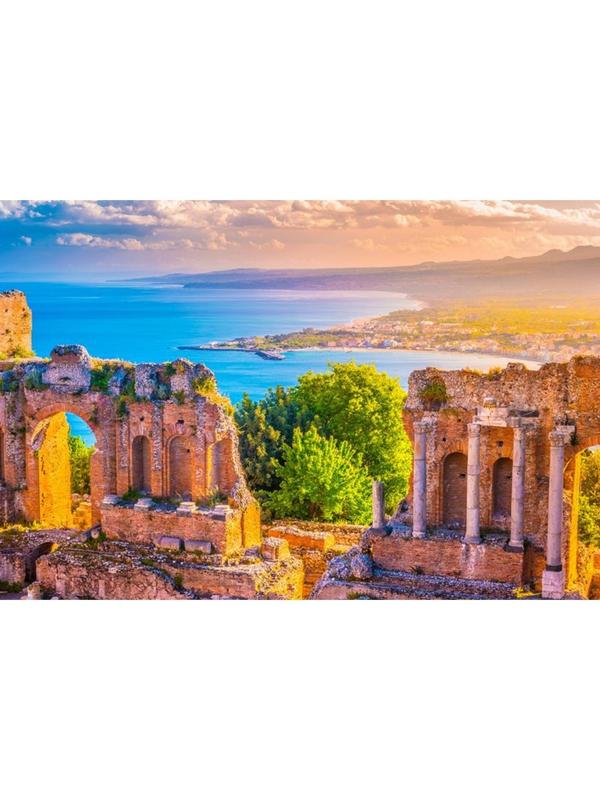 Холст с красками 30 × 40 см, по номерам, 20 цв. «Сицилия одним ясным днём»