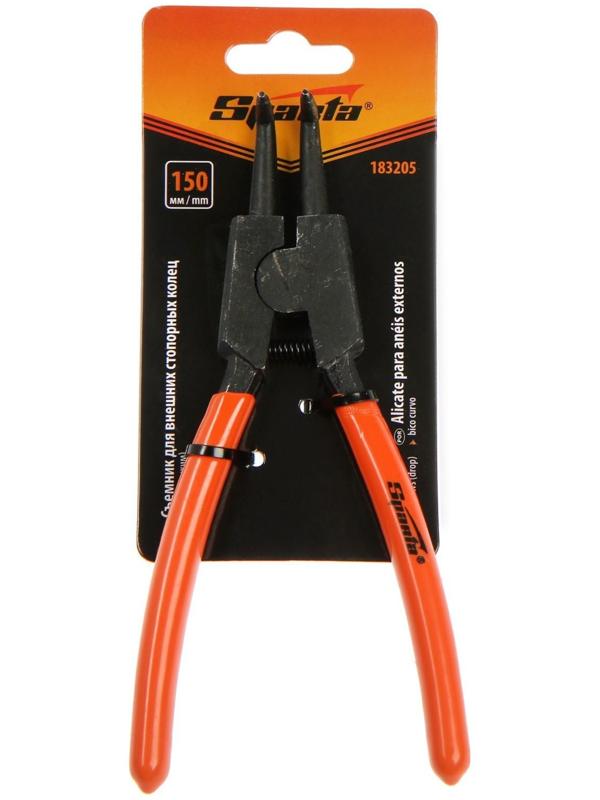 Съемник Sparta 183205, для внешних стопорных колец, изогнутые губки, разжим, 150 мм