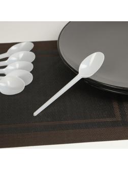 Ложка одноразовая столовая, 15.5 см, набор 6 шт, цвет белый