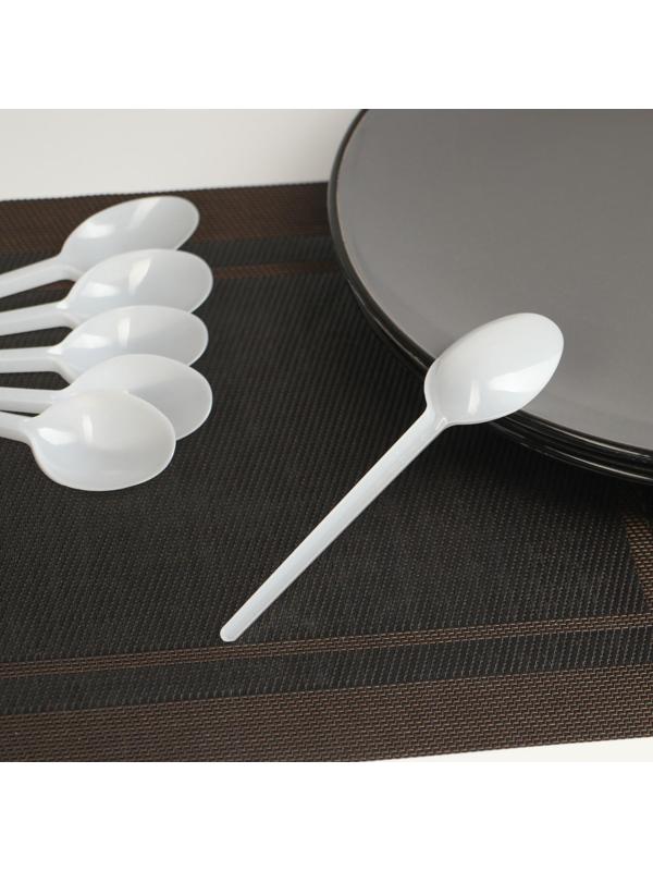 Ложка одноразовая столовая, 15.5 см, набор 6 шт, цвет белый