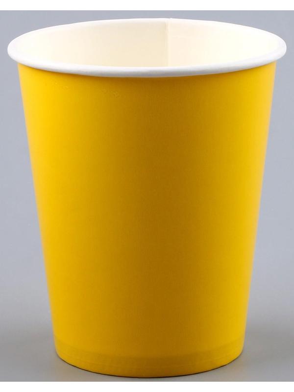 Набор бумажной посуды, 6 тарелок, 6 стаканов, цвет жёлтый