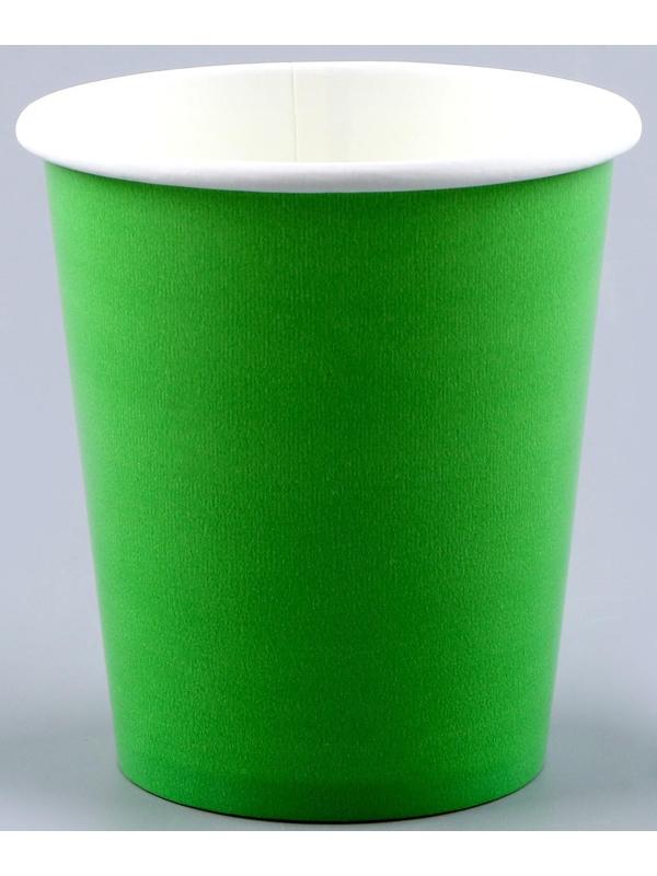 Набор бумажной посуды, 6 тарелок, 6 стаканов, цвет зеленый