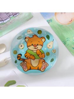 Тарелка керамическая Доляна «Тигрёнок с грушами», d=17,5 см, цвет разноцветный