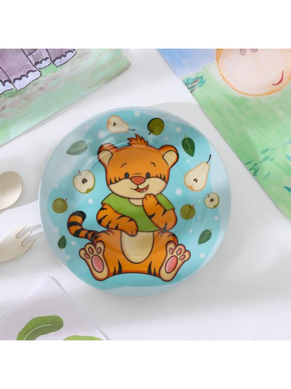 Тарелка керамическая Доляна «Тигрёнок с грушами», d=17,5 см, цвет разноцветный