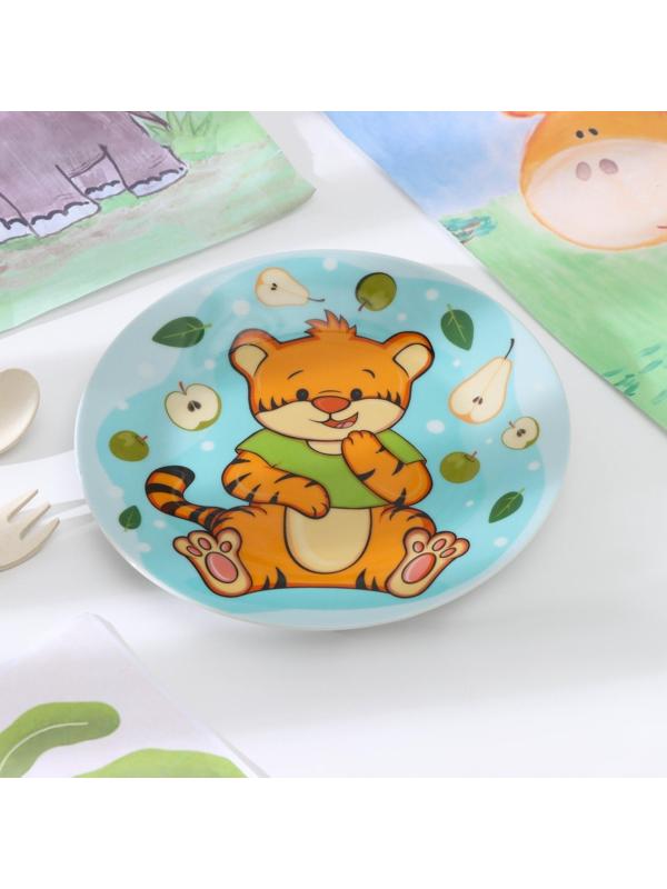 Тарелка керамическая Доляна «Тигрёнок с грушами», d=17,5 см, цвет разноцветный