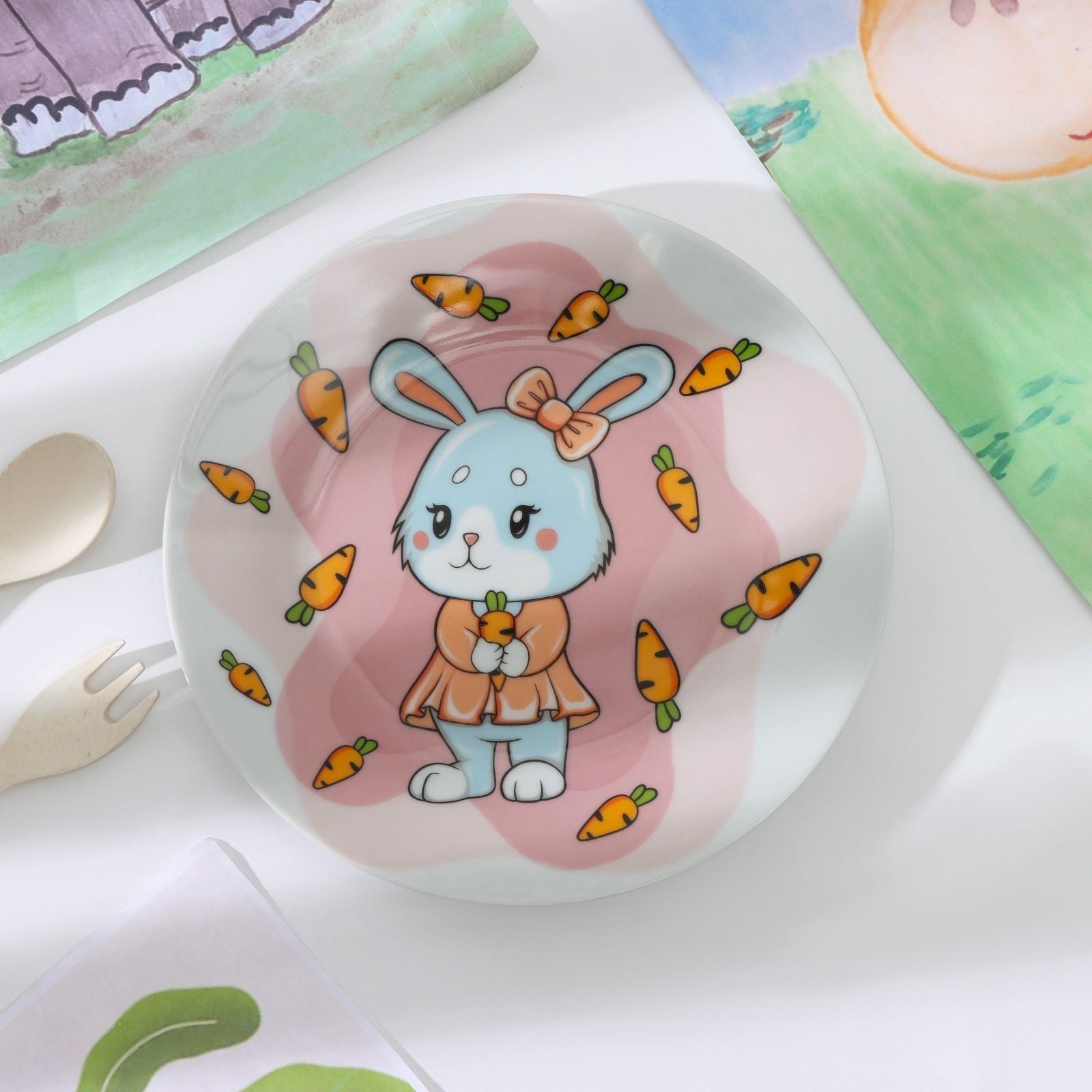 Тарелка керамическая Доляна «Лапочка зайка», d=17,5 см, цвет разноцветный