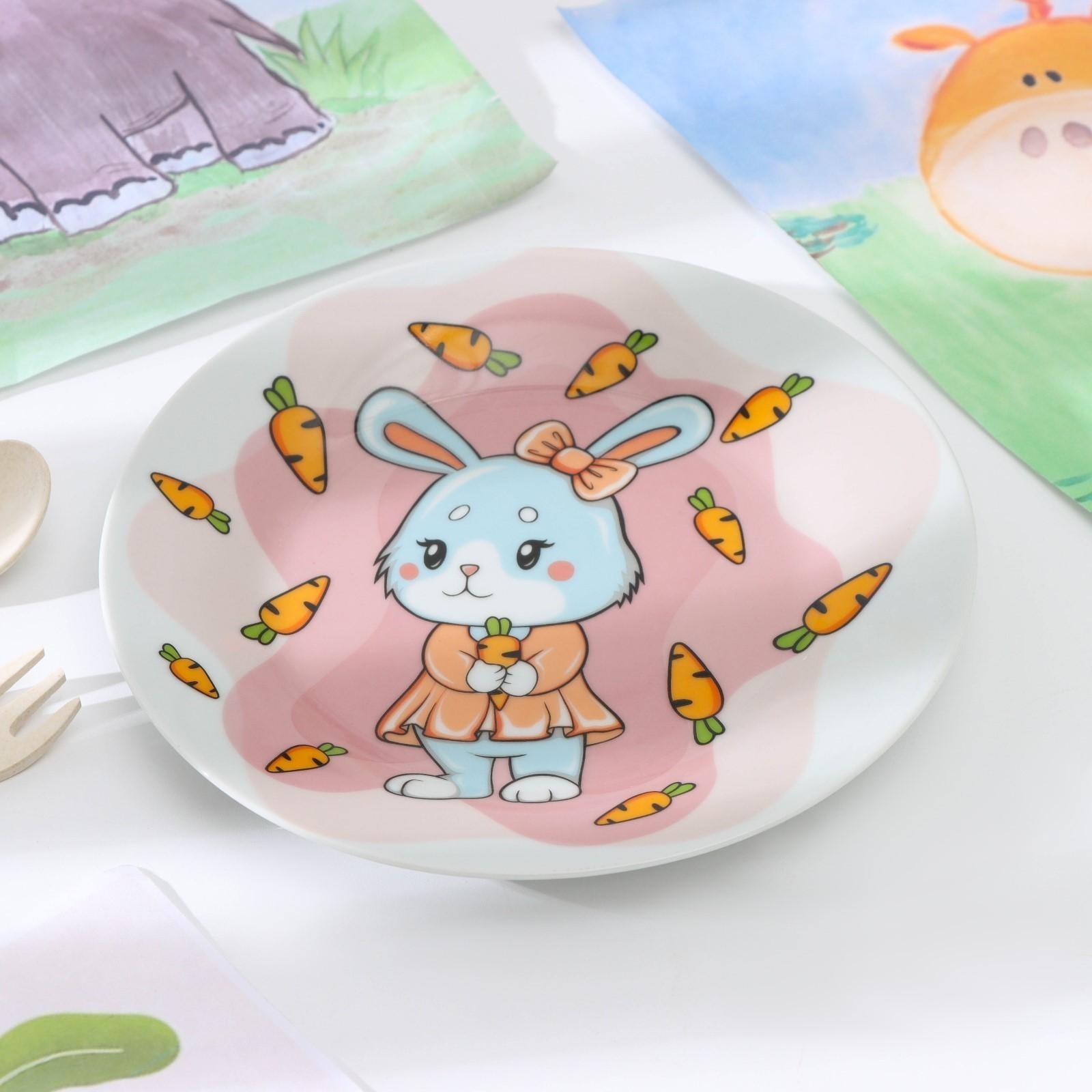 Тарелка керамическая Доляна «Лапочка зайка», d=17,5 см, цвет разноцветный