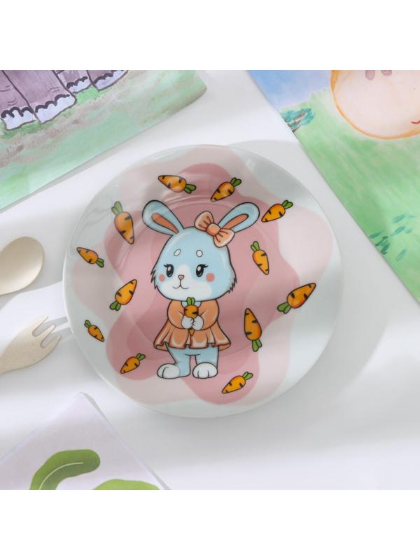 Тарелка керамическая Доляна «Лапочка зайка», d=17,5 см, цвет разноцветный