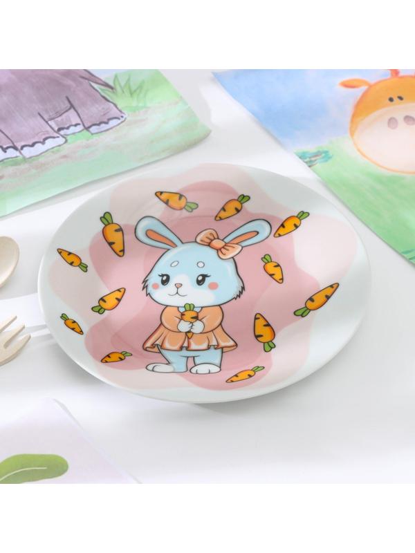 Тарелка керамическая Доляна «Лапочка зайка», d=17,5 см, цвет разноцветный