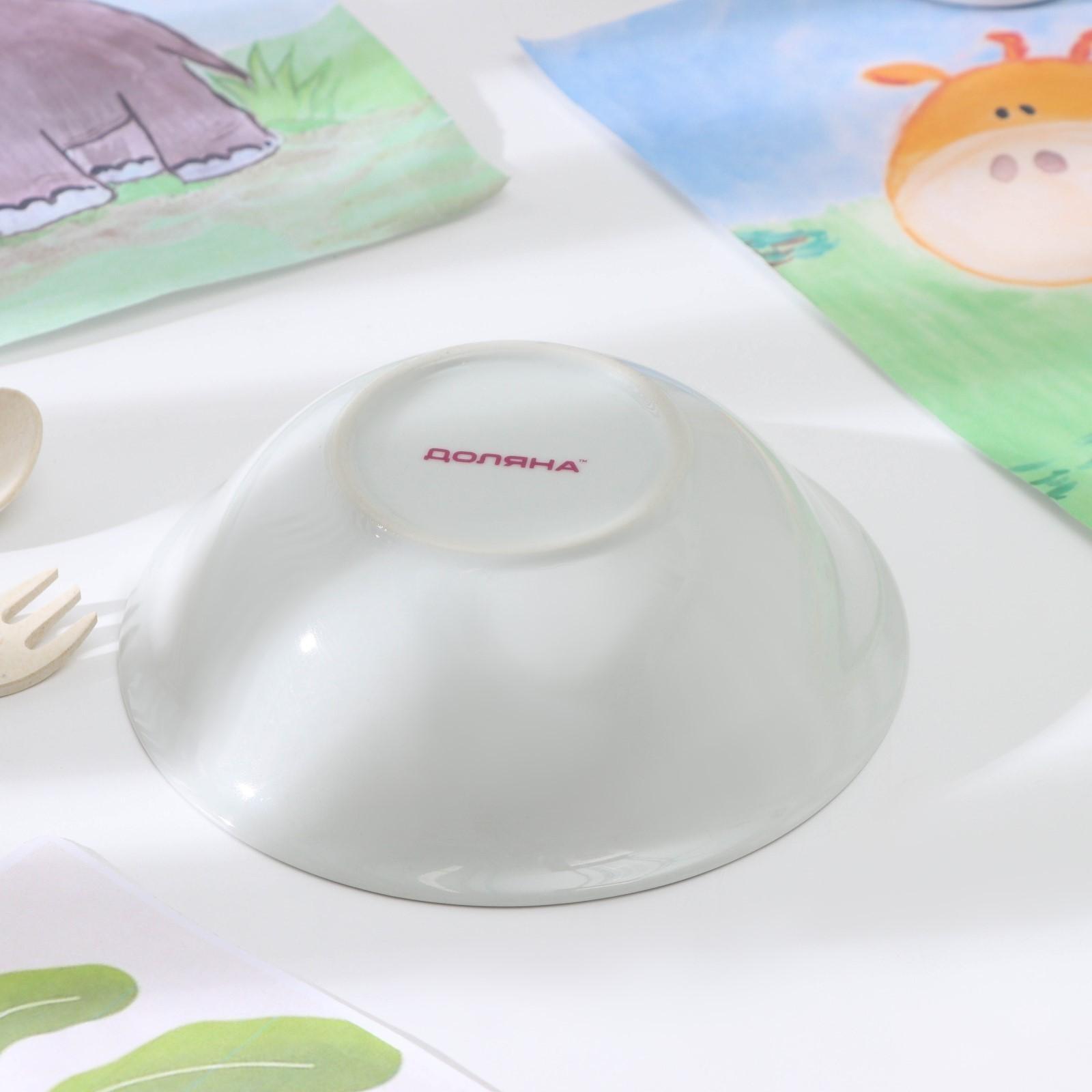 Тарелка керамическая глубокая Доляна «Лапочка зайка», 400 мл, d=15 см, цвет разноцветный