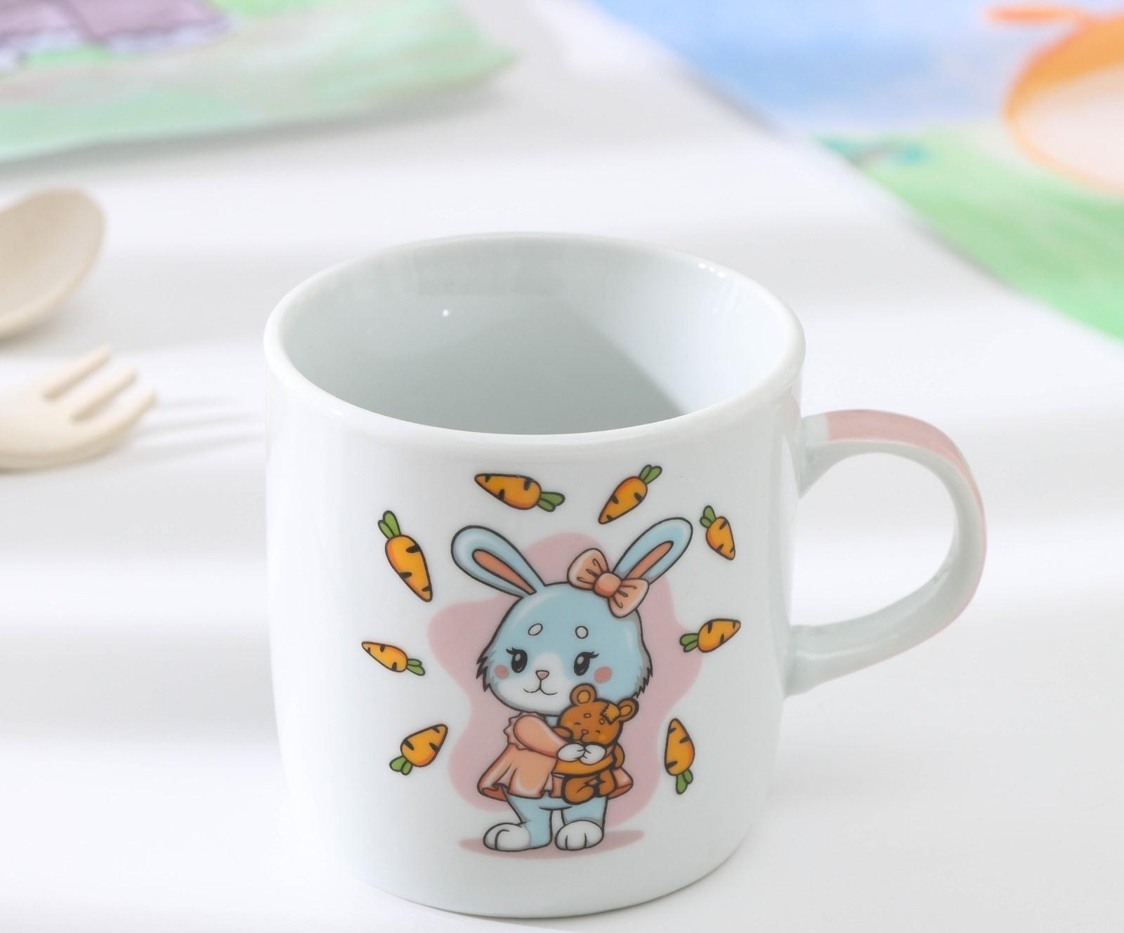 Кружка детская керамическая Доляна «Лапочка зайка», 230 мл, цвет белый