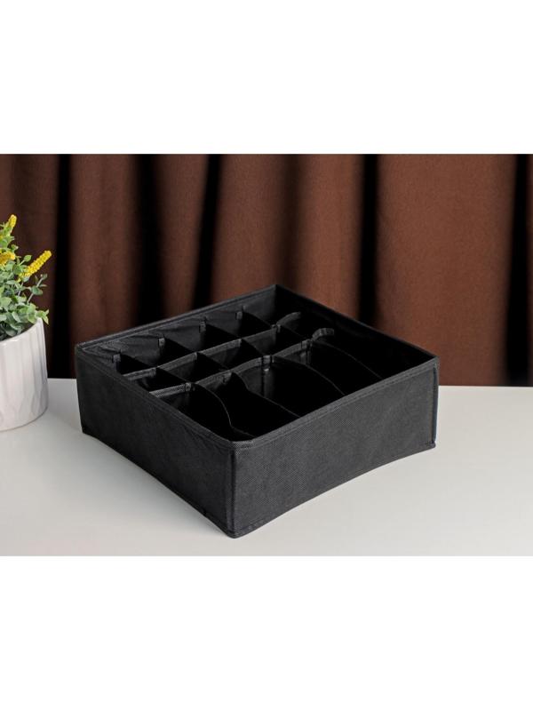 Органайзер для белья «Смарт», 15 отделений, 30×30×11 см, цвет черный