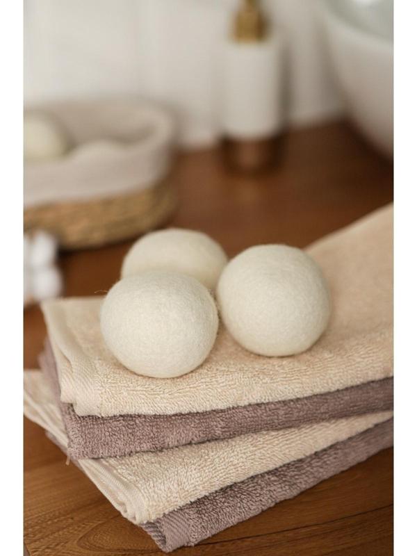 Шарики для стирки и сушки белья, набор 6 шт, натуральная шерсть