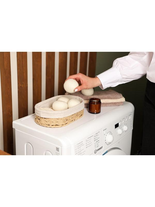 Шарики для стирки и сушки белья, набор 6 шт, натуральная шерсть