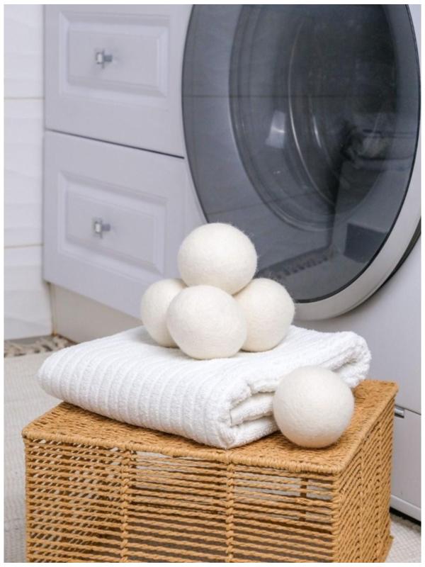 Шарики для стирки и сушки белья, набор 6 шт, натуральная шерсть