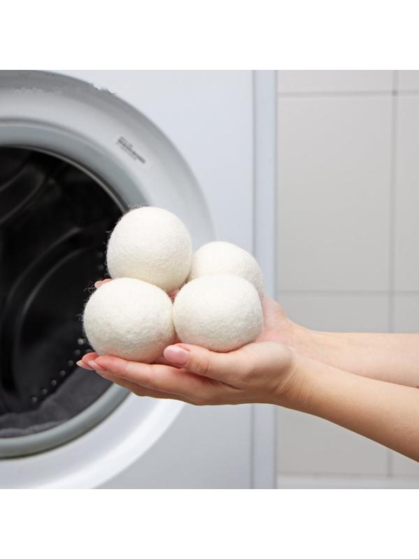 Шарики для стирки и сушки белья, набор 6 шт, натуральная шерсть