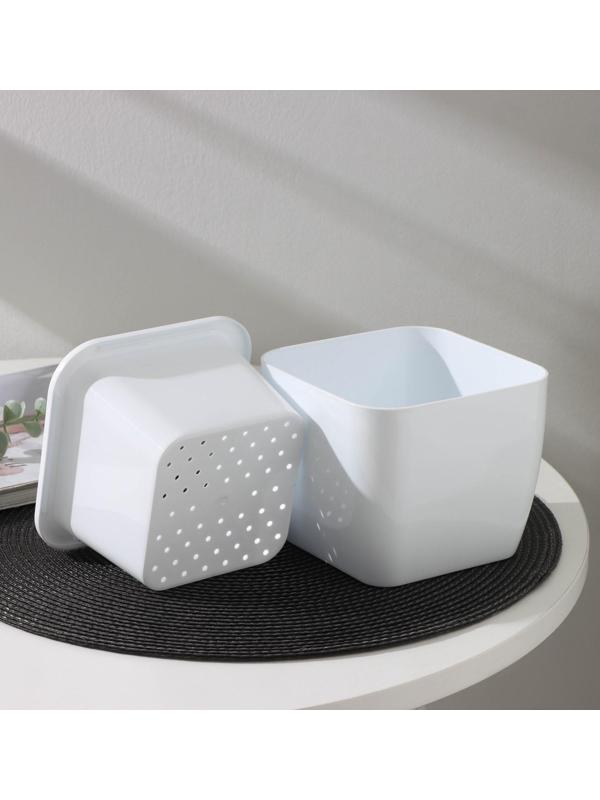 Кашпо со вставкой «Глянец», 1,2 л (0,8 л), цвет белый