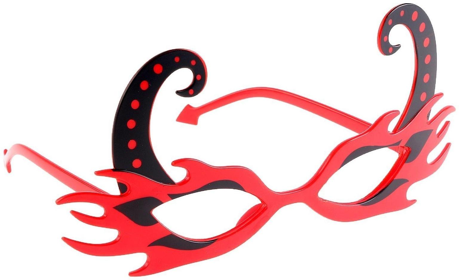 Карнавальные очки «Рога», цвет красный