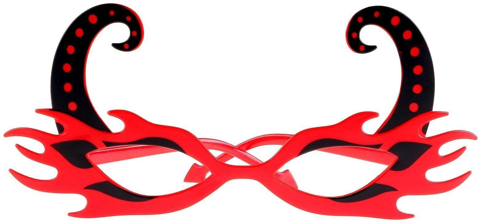 Карнавальные очки «Рога», цвет красный