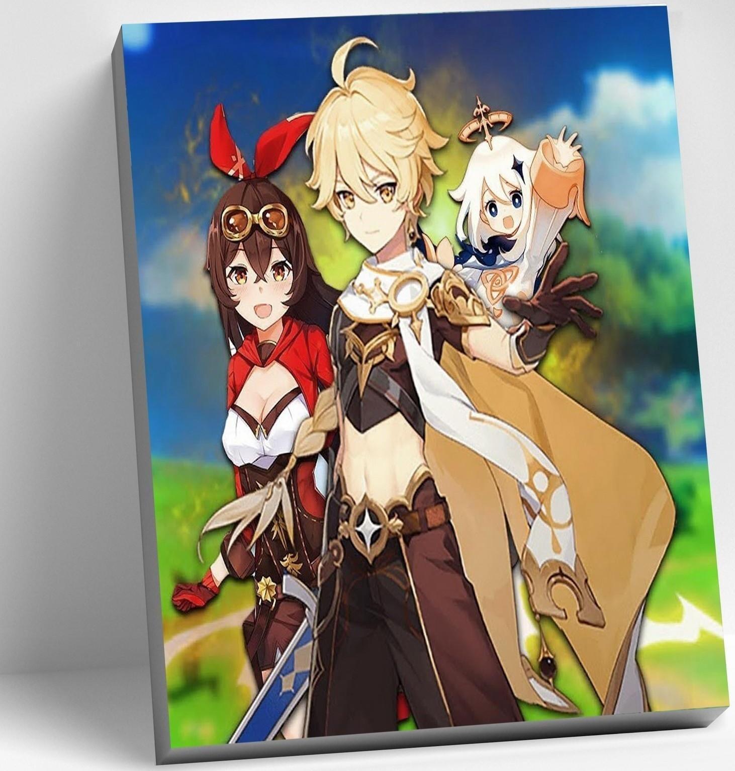 Картина по номерам 30 × 40 см «Геншин» «Итэр и Эмбер» 23 цвета