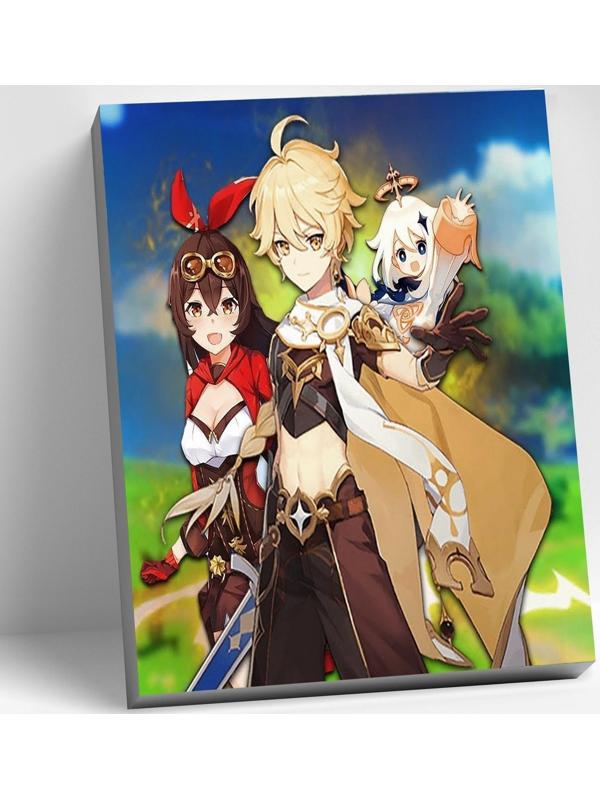 Картина по номерам 30 × 40 см «Геншин» «Итэр и Эмбер» 23 цвета