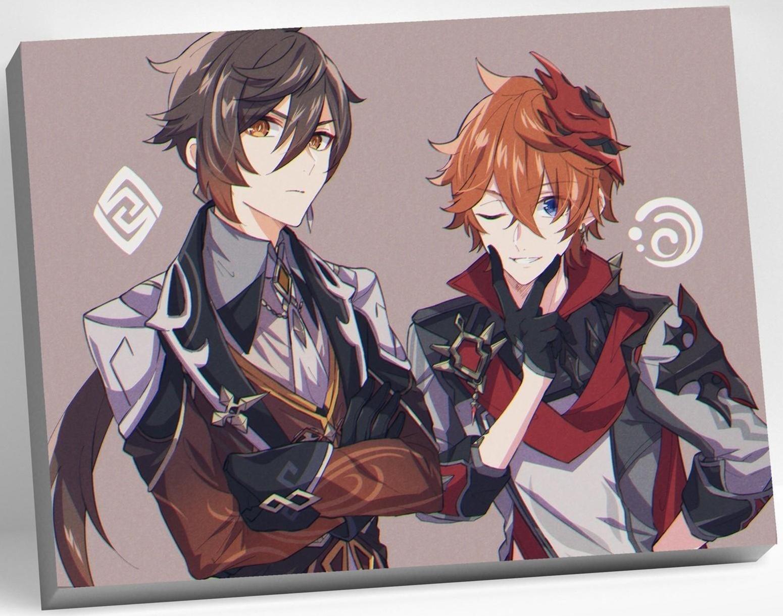 Картина по номерам 30 × 40 см «Геншин» «Тарталья, Чжун Ли» 23 цвета