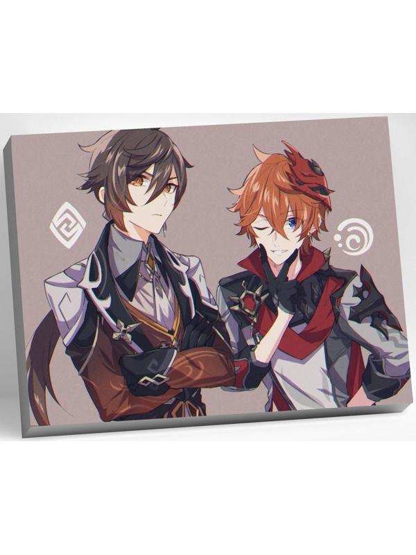 Картина по номерам 30 × 40 см «Геншин» «Тарталья, Чжун Ли» 23 цвета