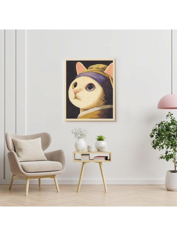 Картина по номерам 40 × 50 см «Кошка с жемчужной сережкой» 23 цвета