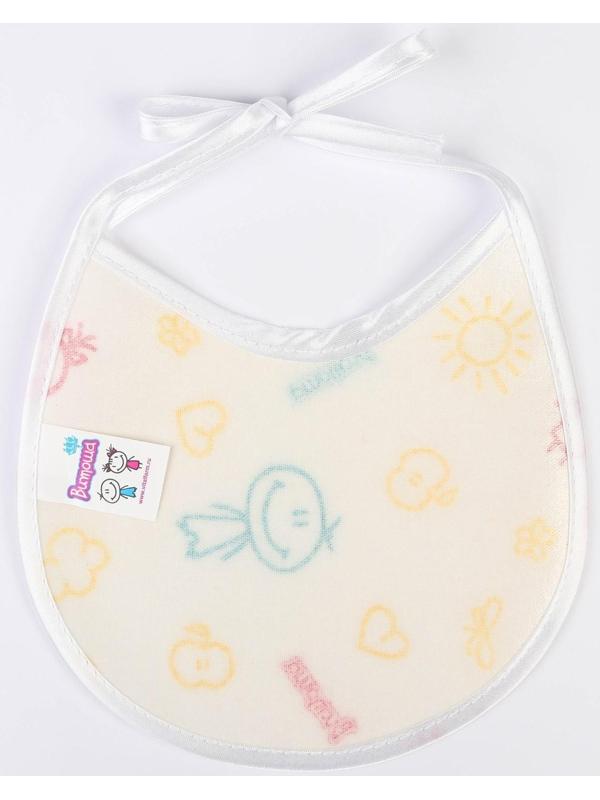 Нагрудник детский 18х18 см., микрофибра с ПВХ  покрытием «Витоша», белый