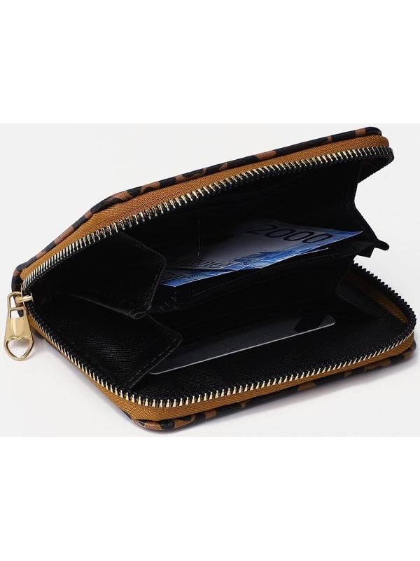 Кошелёк на молнии, цвет коричневый