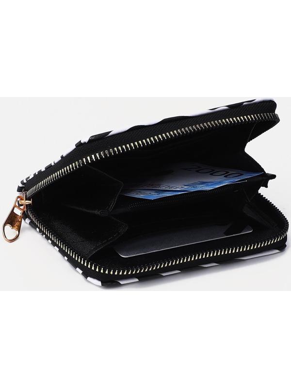 Кошелёк на молнии, цвет белый/чёрный