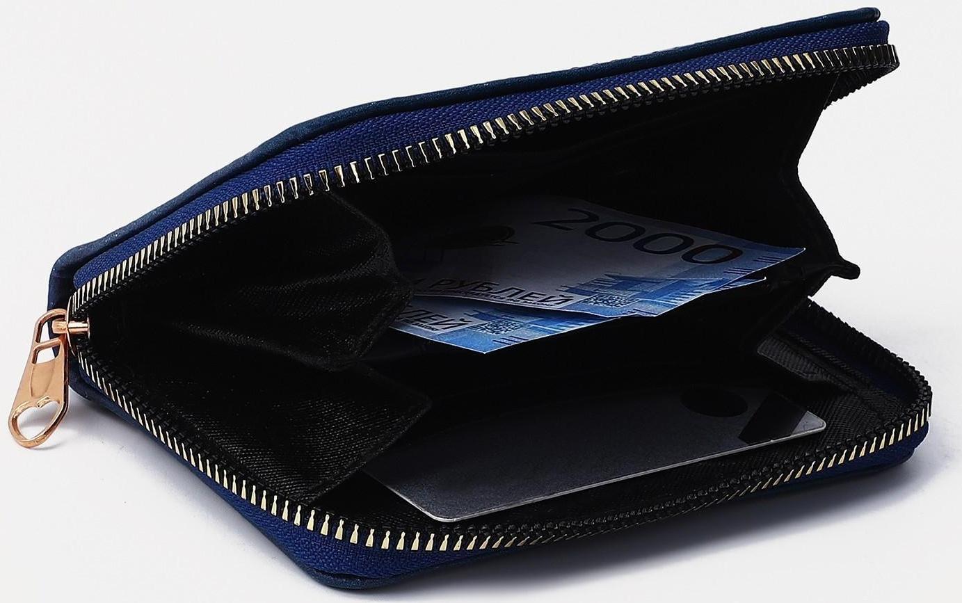 Кошелёк на молнии, цвет синий