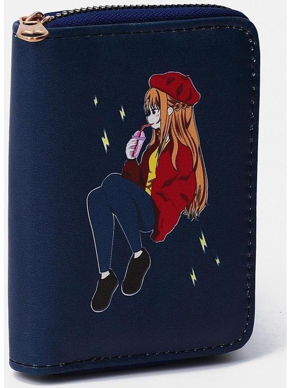 Кошелёк на молнии, цвет синий