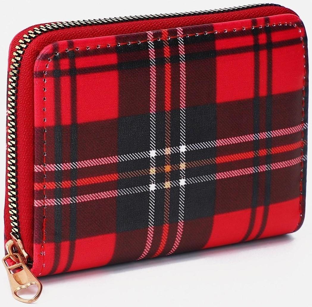 Кошелёк на молнии, цвет красный