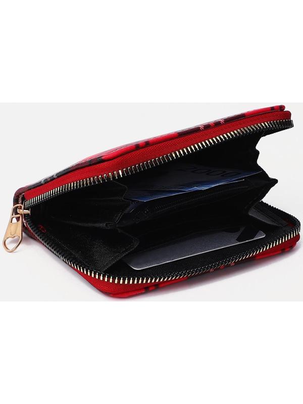 Кошелёк на молнии, цвет красный