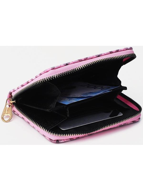 Кошелёк на молнии, цвет розовый