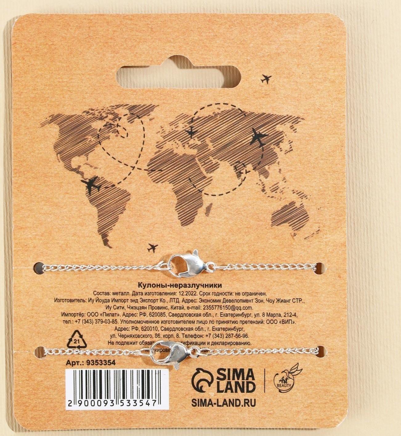 Кулоны неразлучники «Я всегда рядом», 2 шт, длина 40 см