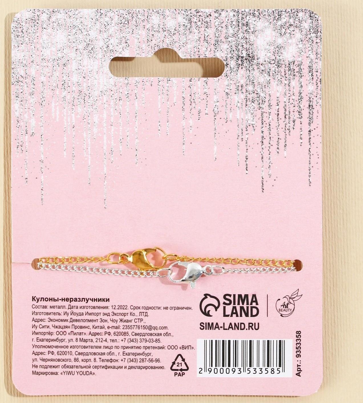 Кулоны неразлучники «Вместе», 2 шт, длина 40 см