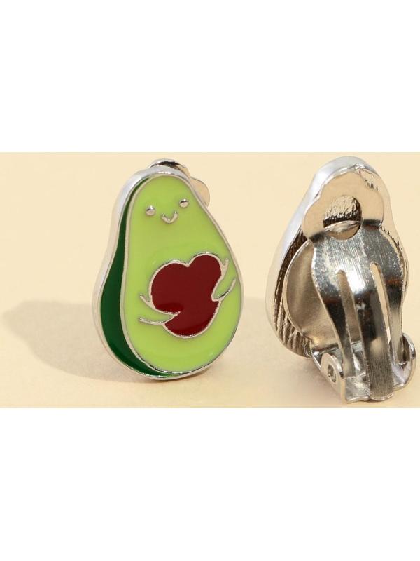 Набор детской бижутерии клипсы и кулон «Авокадно»