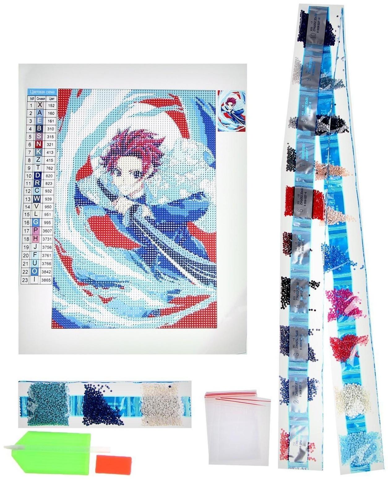 Алмазная вышивка с полным заполнением «Самурай с клинком»‎, холст, 20х30 см