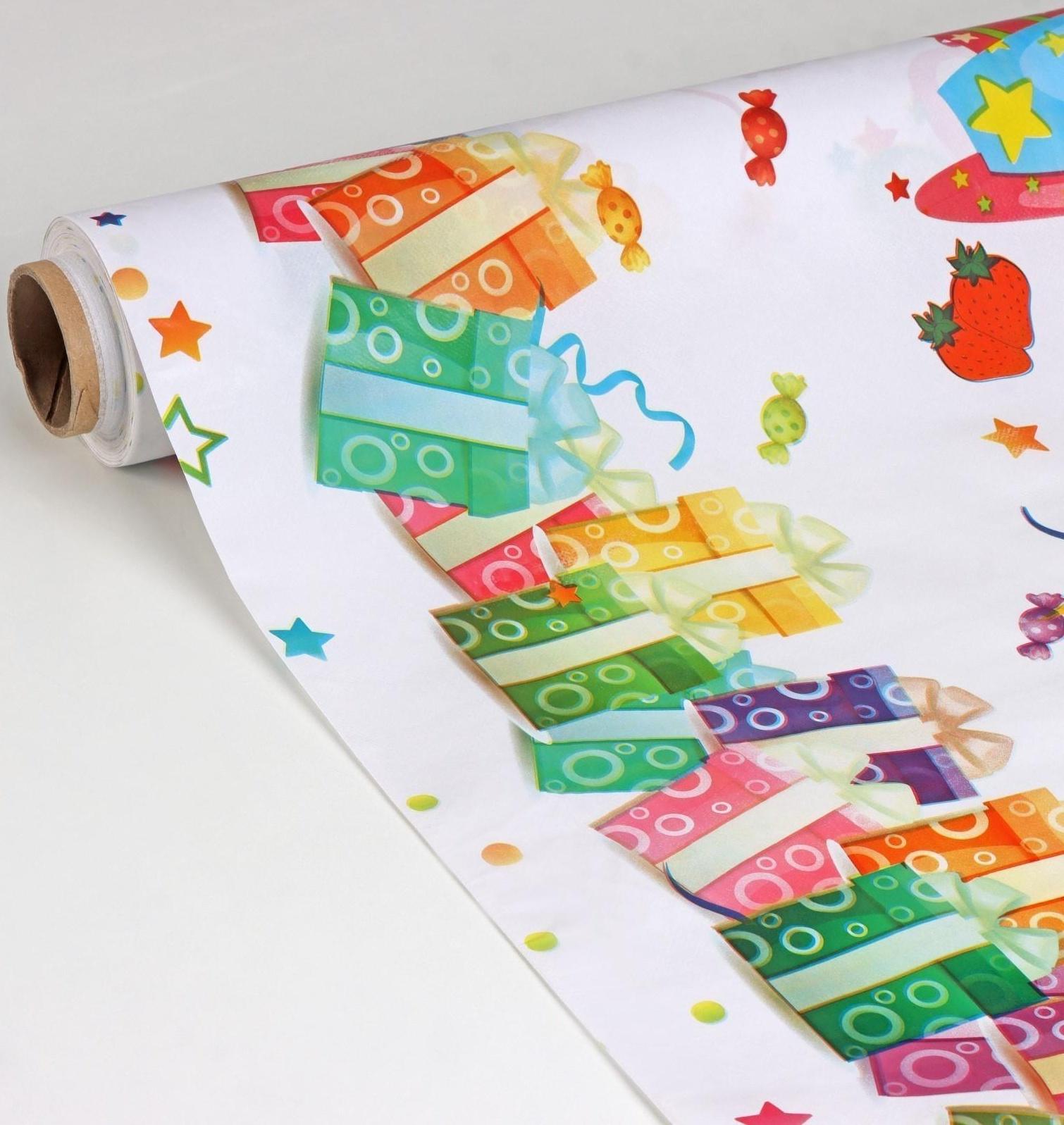 Клеёнка столовая на нетканой основе, ширина 137 см, толщина 0,08 мм, рулон 20 м