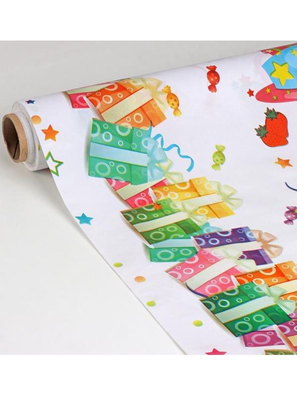 Клеёнка столовая на нетканой основе, ширина 137 см, толщина 0,08 мм, рулон 20 м