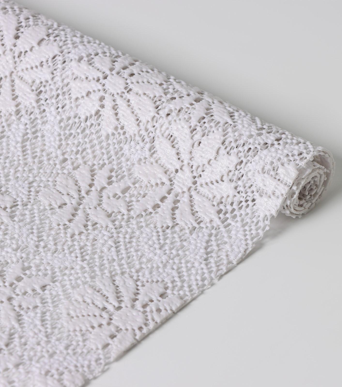 Коврик противоскользящий Доляна «Цветы», 30×90 см, цвет молочный